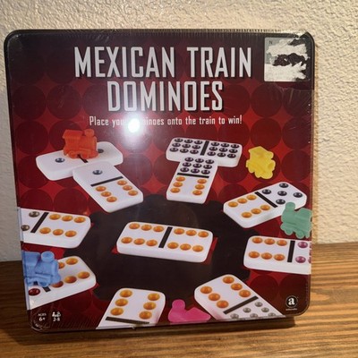 NEW Mexican Train Dominoes, Tin Case by Merchant Ambassador, Train To Win NEW