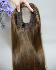 Silk Top Fishnet Mesh Integration Hair System Brown European Virgin Hair Topper
