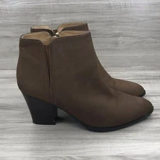 Franco Sarto Ankle Boots Women's 9 Appeal Brown Leather Zip Booties