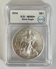 2014 1 Oz Silver Eagle MS69+ ICG 🇺🇸🇺🇸
