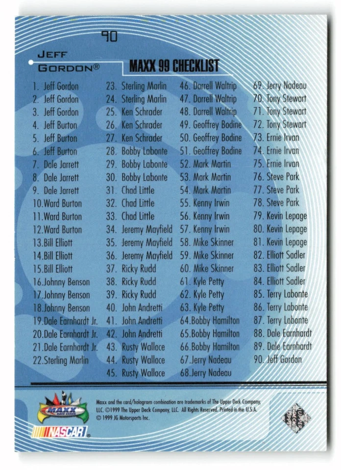1999 Maxx #90 Jeff Gordon Hendrick Motorsports - Image 2 of 2