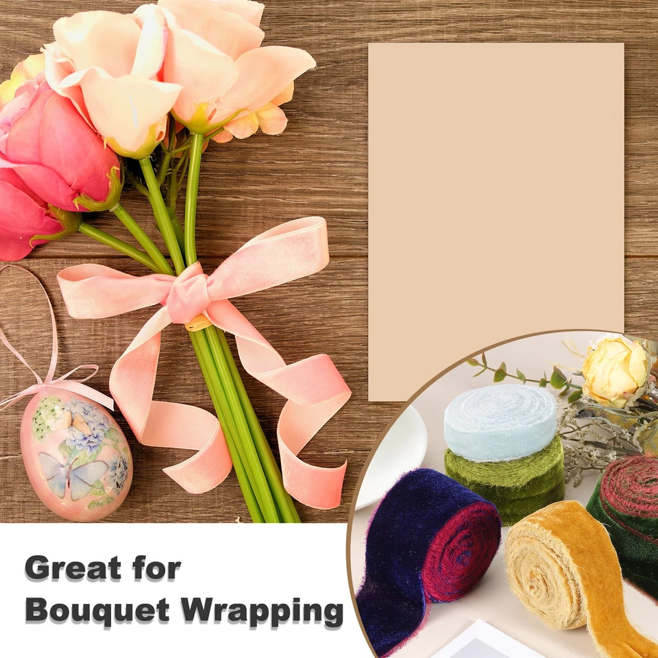 1 Inch Velvet Ribbon, 2 Roll Total 6 Yard Frayed Ribbon, Light Red - image 4 of 4