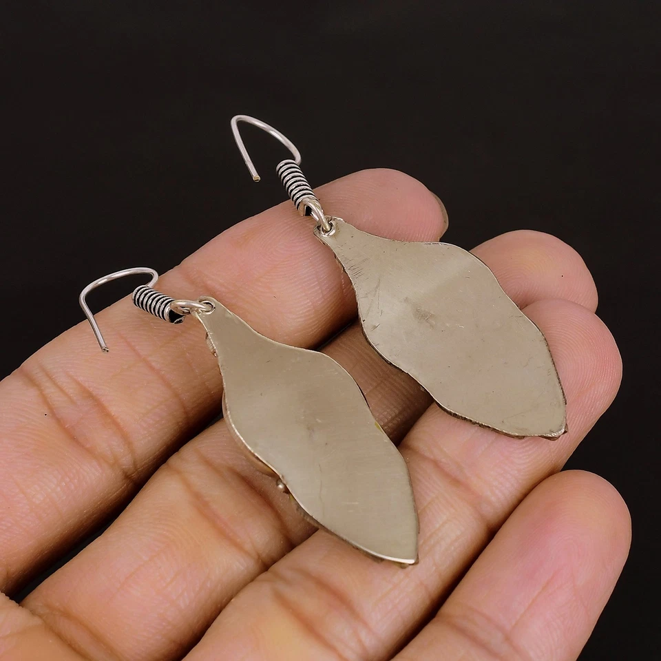 Orecchino nepalese tibetano argento sterling 925 corallo turchese... - Immagine 4 di 4