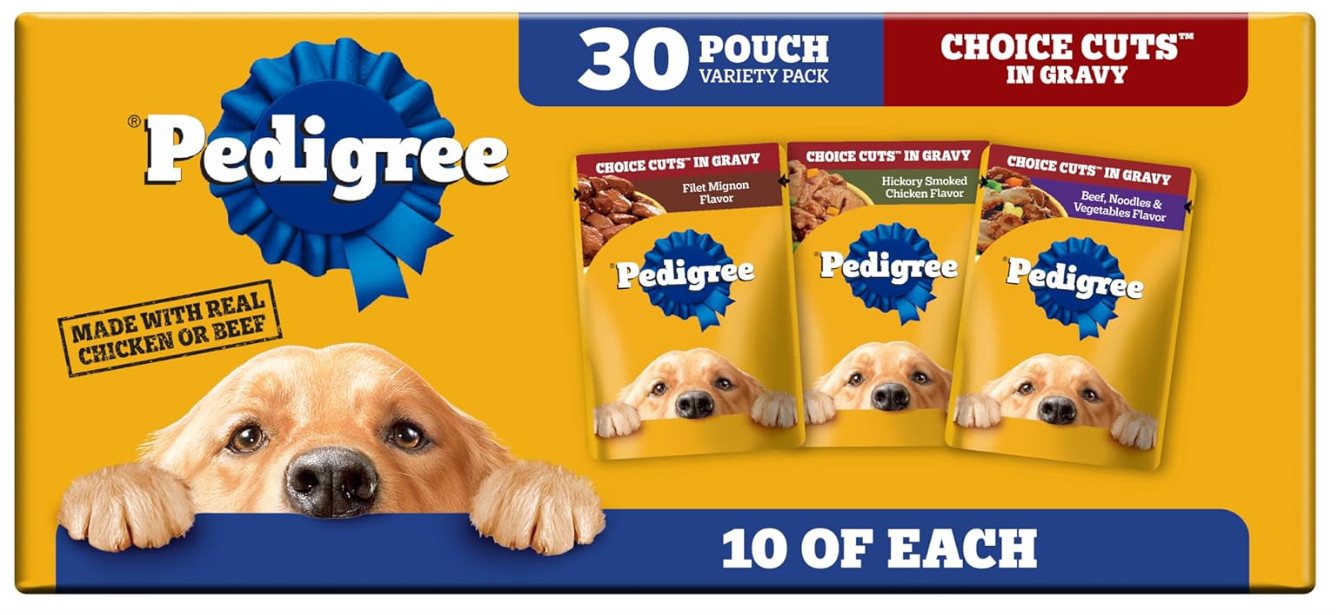 Pedigree Choice Cuts in Gravy Wet Dog Food, Adult Soft Wet Dog Food.