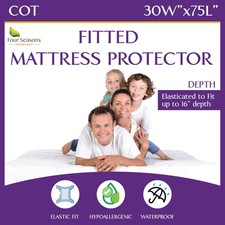 Cot Size Waterproof Mattress Protector 30"x75" - Fitted Sheet - Hypoallergenic