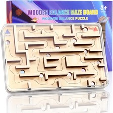 Handheld Fidget Brain Teaser Puzzle Game for Kids - Challenging Wooden Labyri...