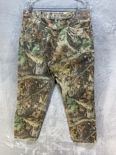 Wrangler 36 X 30 Realtree Hardwoods Double-Knee Camo Pants Mossy Oak Vtg 90s Y2K - 第 10/11 張圖片
