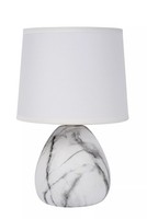 Tischleuchte Keramik Stoff Weiß 25,5 Cm E14 Blendarm Tischlampe Wohnzimmer