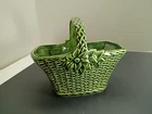 Vintage McCoy Floraline 561 Green Basket Planter 8.5x4.5x7 Mid-century