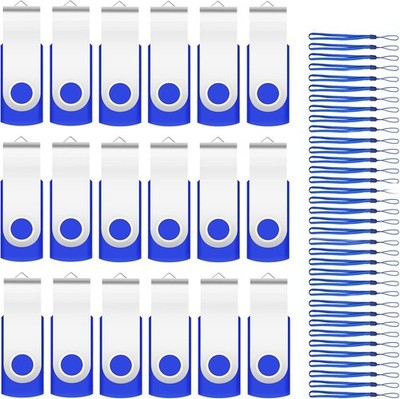 USB Thumb Drives 16GB Bulk Swivel Flash Storage with Strap