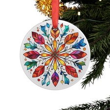 Nordic Inspired Round Acrylic Ornament - Personalized Gift - Holiday Decor