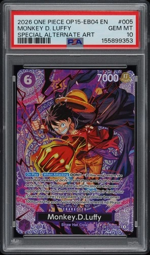 One Piece Monkey D. Luffy Special Alt Art English OP15-EB04 #005 Gem Mint PSA 10