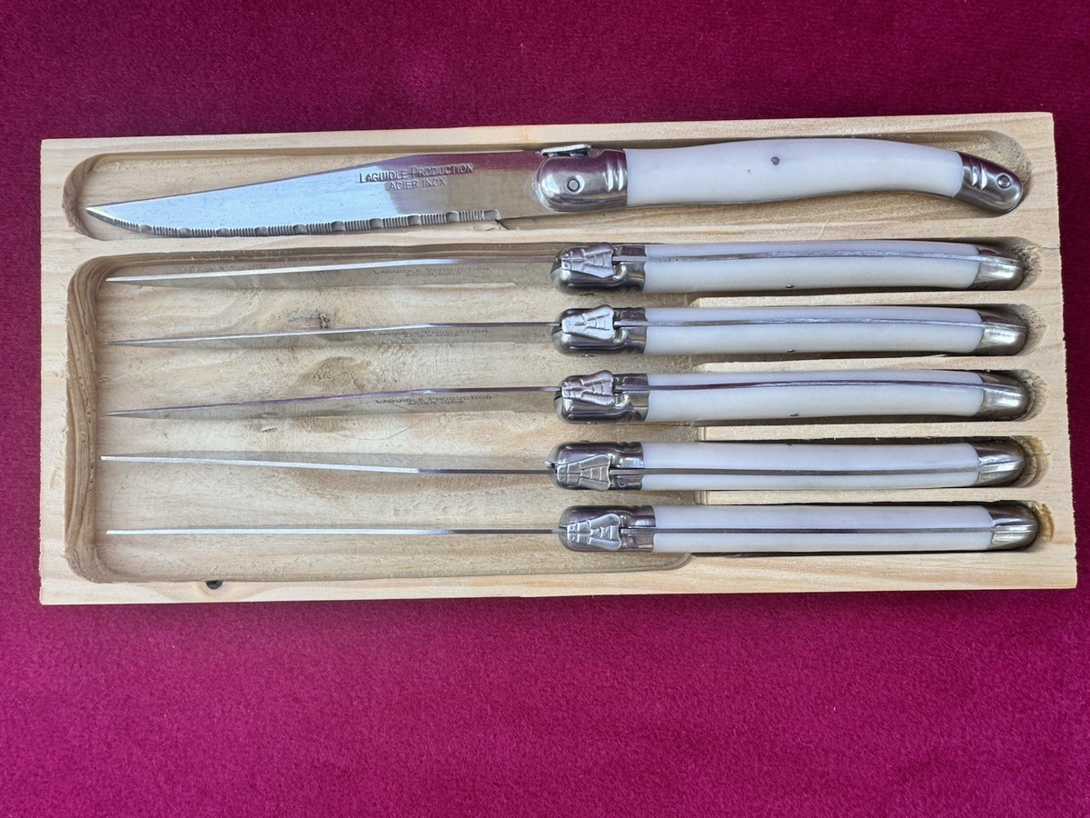 Laguiole Production ナイフセット　6本 6 Laguiole Production Acier Inox Steak Knives Ivory Cream Handle