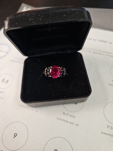 Anello in argento sterling 925 e rubini creati in laboratorio misura 4-4,5 - Foto 11 di 12