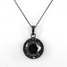 7 Ct Black Diamond Solitaire Pendant In 925 Sterling Silver AAA Certified !