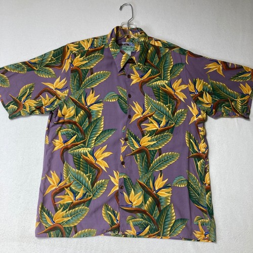 VTG Reyn Spooner Hawaiian Shirt Mens L Purple Bird of Paradise Floral Aloha - Bild 6 von 8