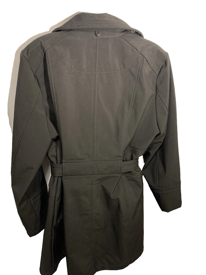 Gabardina softshell doble botonadura con cinturón para mujer Sebby Collection negra 1X Foto 4 de 4