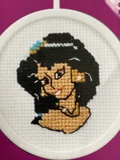 Disney Princess Jasmine Counted Cross Stitch Pattern 2.5” Round