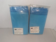 8 Vintage Sears Roebuck French Blue Lace Edge Napkins 17" x 17" Made In USA