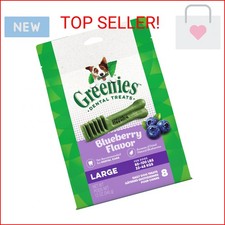 Greenies Large Dental Dog Treats, Blueberry Flavor, 12 oz. Pack 8 Treats