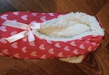 Skidders Satin Slippers - Pink - Hearts - Small/Medium - House Shoes - Slippers