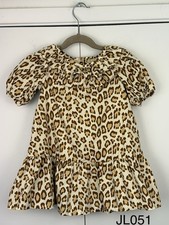 Janie and Jack Girls 2T Snow Leopard Animal Print Ruffle Collar Dress Cotton