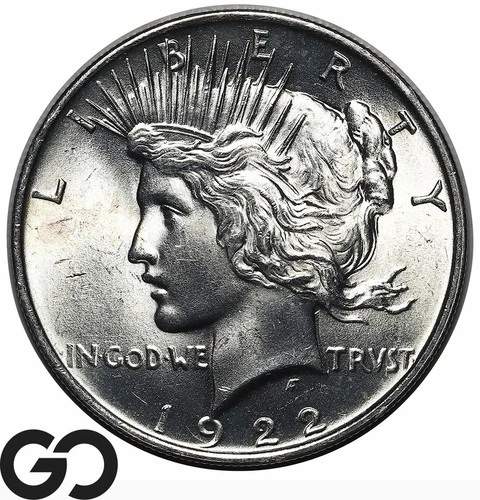 1922 Peace Dollar, Strong Cartwheel Luster, Solid Gem BU++