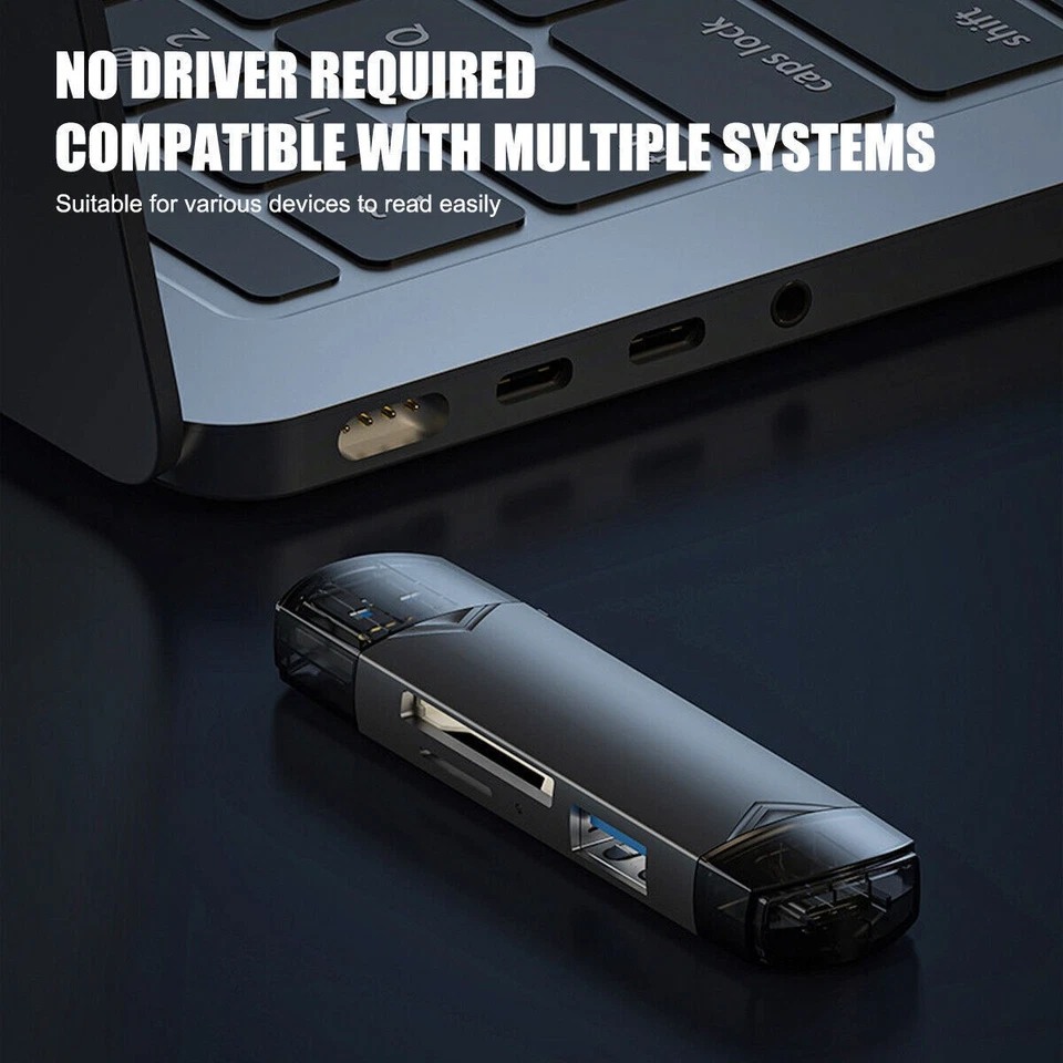 6in1 USB3.0 Type-C SD/Micro SD/SDHC/SDXC OTG Memory Card Reader for Phone Tablet - Image 3 of 4