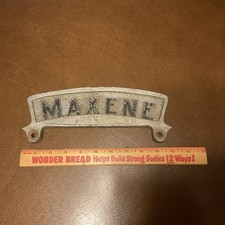 Vintage Maxene Cast License Plate Topper Sign Badge