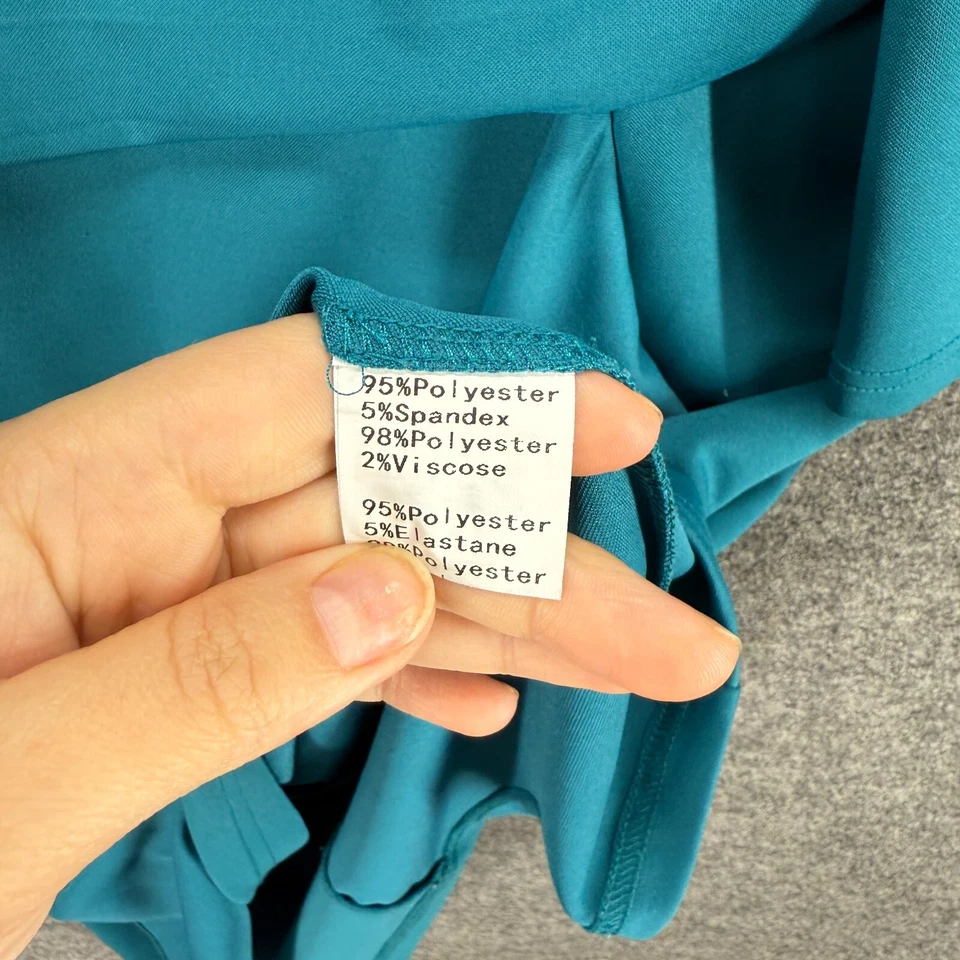 Vestido Belle Poque Mujer L Grande Azul Cambio Midi Cuello en V Cremallera Manga Larga Informal Foto 4 de 4