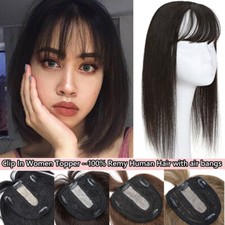 Women Topper Hairpiece Human Clip In 100 Remy Human Hair Toupee Soft AAAA