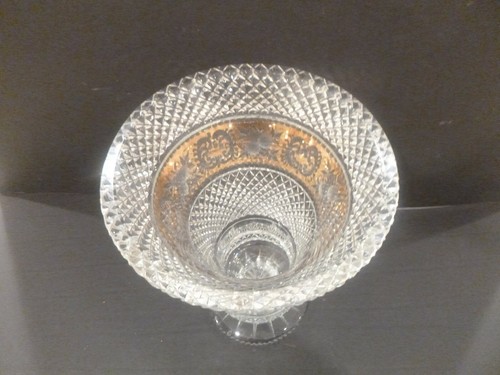 Moser Vintage Art Crystal Large 10" Vase Gold Gilt Etched Decorations CSA RARE - Picture 9 of 12