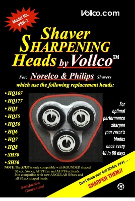 Vollco Shaver Sharpeners for Philips Norelco Heads: HQ-56 HQ-7 HQ-8 SH-30 SH-50