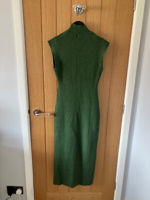 zara green knit dress Zara Green Sleeveless Ribbed Knit Turtleneck Ruffle Fit & Flare Mini D –  Brie main image 0