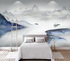 3D Blue Mountain ZHUA41189 Wallpaper Wall Murals Removable Self-adhesive Ann