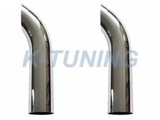 PAIR 5 inch Chrome Curved Exhaust Pipe 5" OD X 24" inch Semi Truck Tube Tip