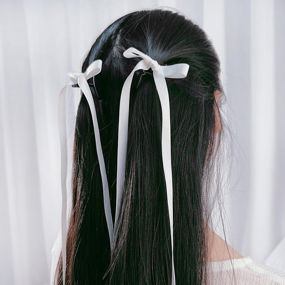 Ins Style Y2K Ponytail Hair Clip, Long Ribbon, Ribbon Bow Hair Grip New ...