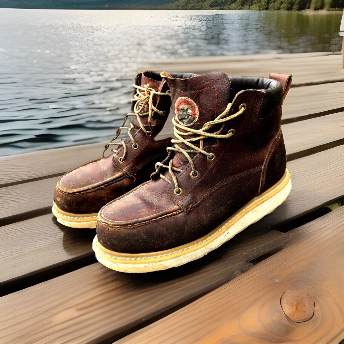 Vintage Red Wing Irish Setter Leather Boots Mens 9 E Work Brown