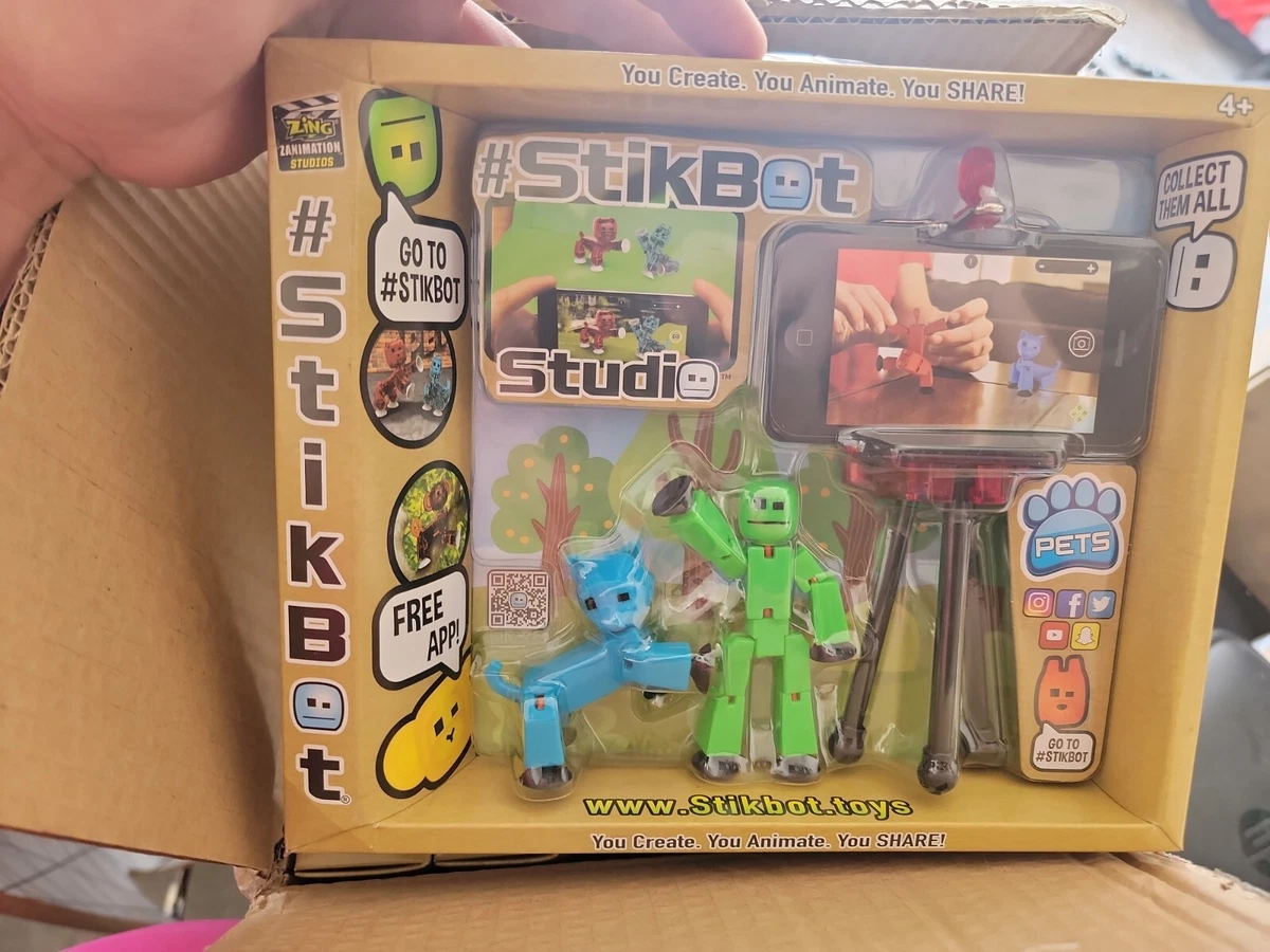 Stikbot Studio Pets Action Packs Blue Stikpet Green Stikbot