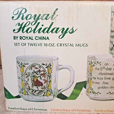 12 Days of Christmas Royal Holidays by Royal China Set of 12 Crystal Mugs  10 oz. | eBay