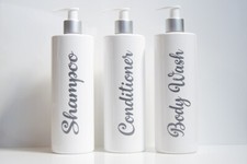 Image of GLOSS SILVER MRS HINCH INSPIRED BATHROOM DISPENSER BOTTLE 500ML REFILLABLE PUMP