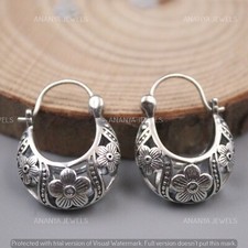 Real 925 Sterling Silver Chunky Small Huggie Hoop Earrings For Women's Gift