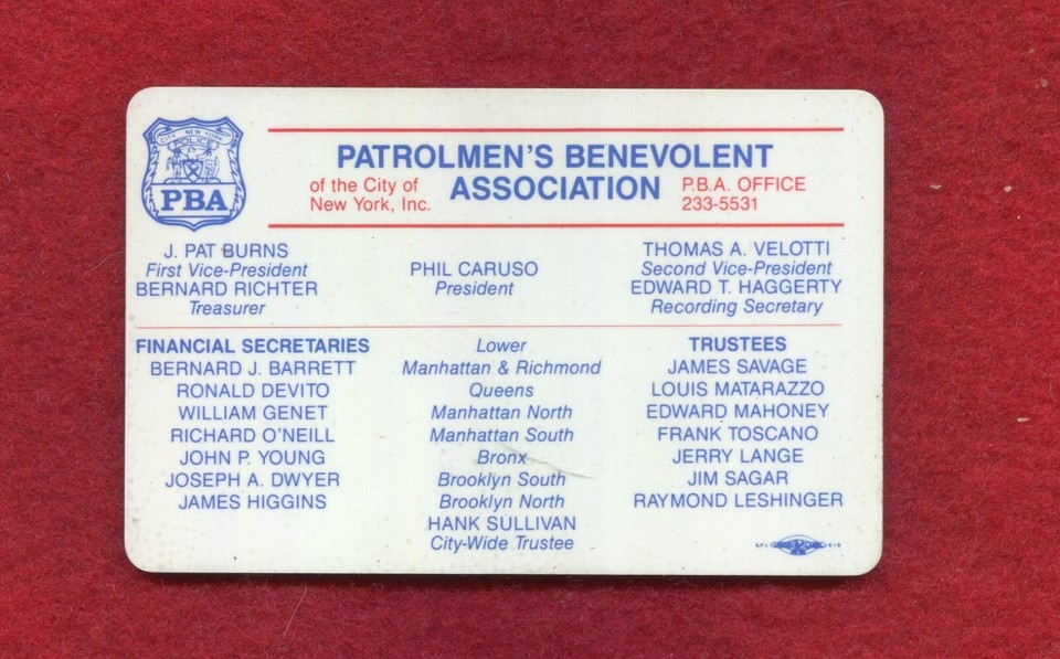 vintage 1987 NYPD PBA CARD MEMBERSHIP ID eBay