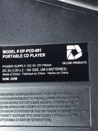 Deluxe Products CD Player Portable with 60 Second Anti Skip Stereo NO earbuds - Picture 12 of 24