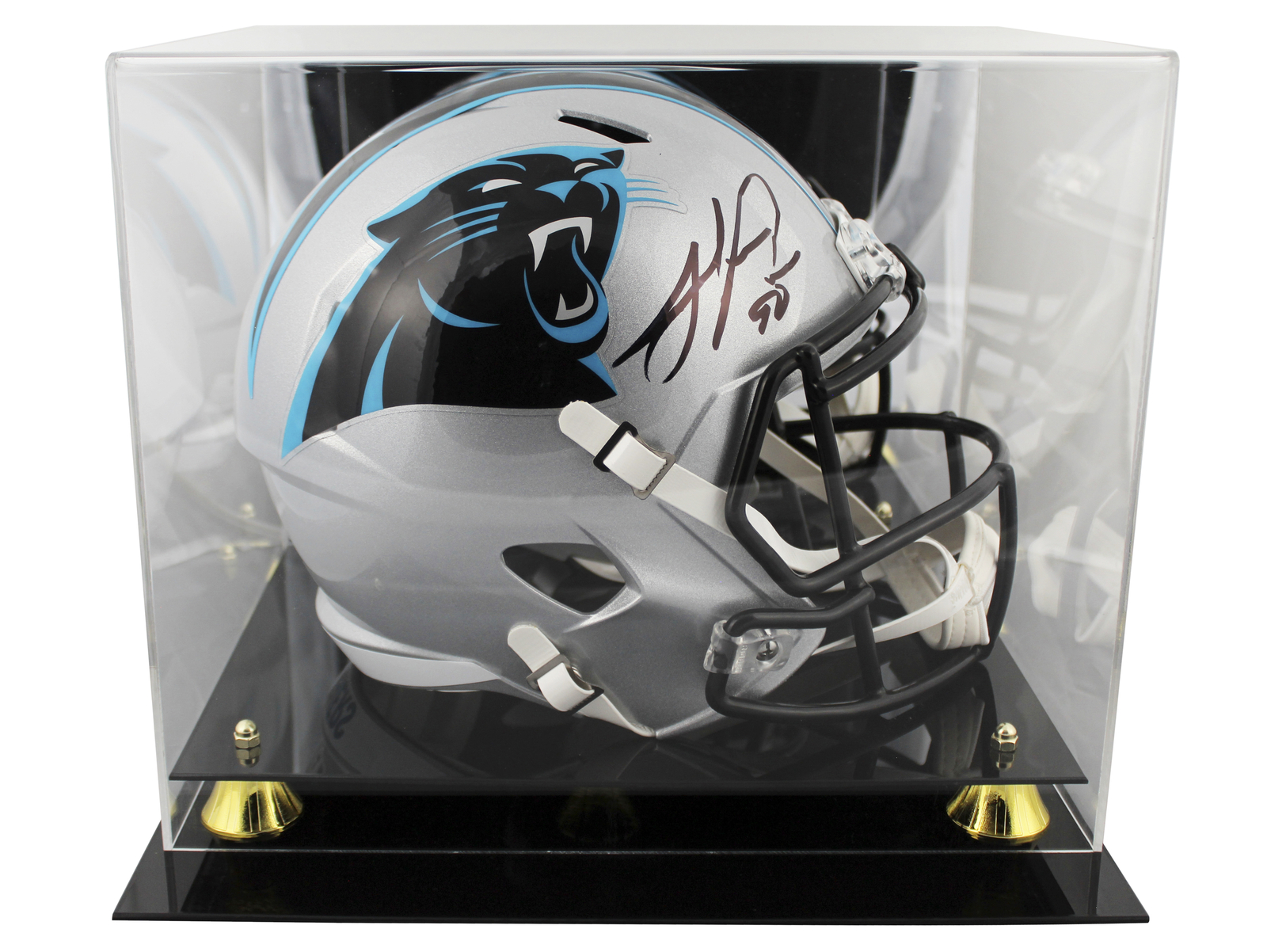 Julius Peppers Autographed Signed Panthers Full Size Speed Rep Helmet W/ Case Beckett Witnessed 