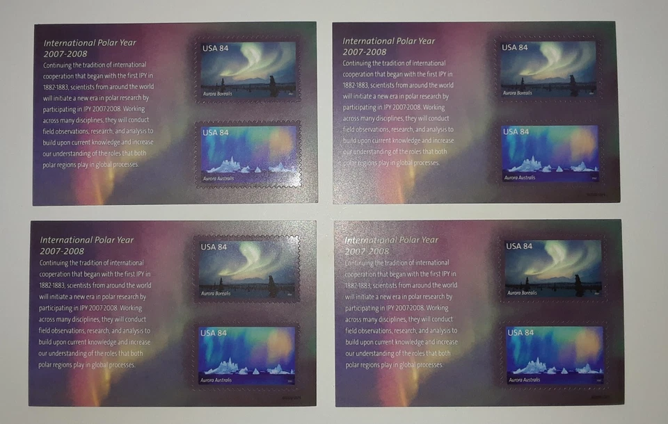 Five panes of INTERNATIONAL POLAR YEAR 2007-2008 84¢ US Stamps. USA Scott # 4123 - Image 4 of 4