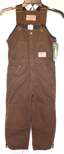 Nwt's Schmidt Work Wear for Kids Boys Toddler Size 4T Brown Overall Bibs