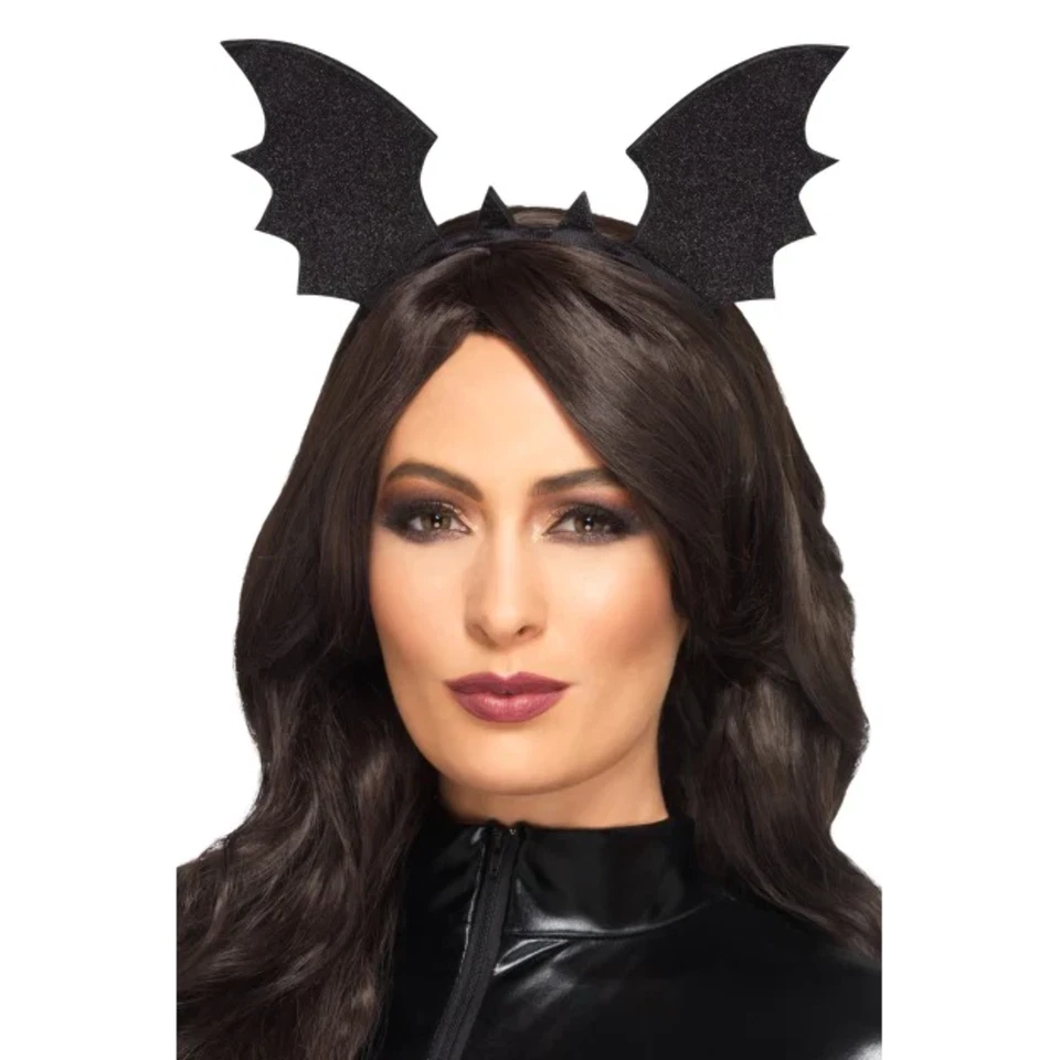 Fledermaus Flügel Stirnband Halloween Schläger Kostüm Zubehör Schwarz - Bild 1 von 1