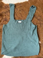 Abercrombie  Fitch Women  s Knitted Cropped Square neck Ribbed Tank Teal Size XL