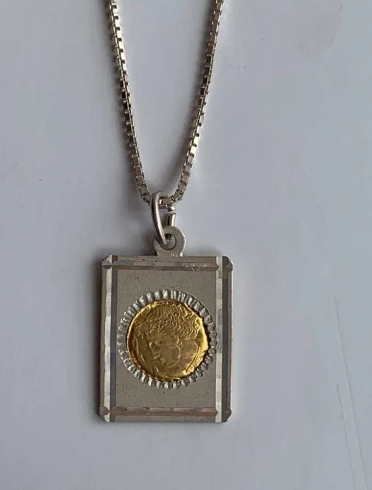 COLLANA IN ARGENTO 925 CON MONETA  IN ORO 8K - Immagine 4 di 4